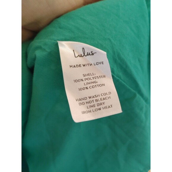 Lulus Women's Baby Doll Lace Up 90s Mini Dress Green Floral Blooming Bouquet S - Picture 8 of 9